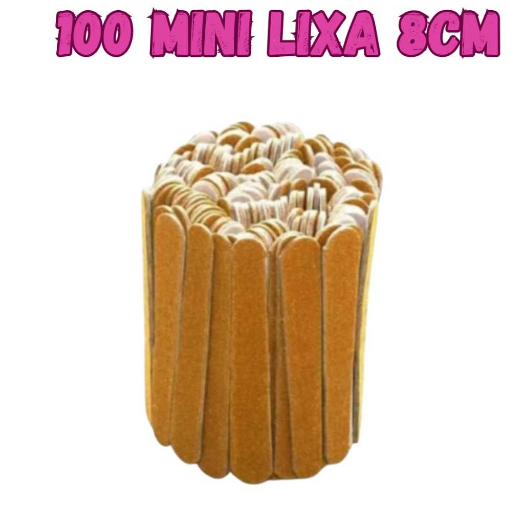 100 Lixas  Unha Mini Descartáveis Manicure Pedicure Profissional 8 cm Linha Premium