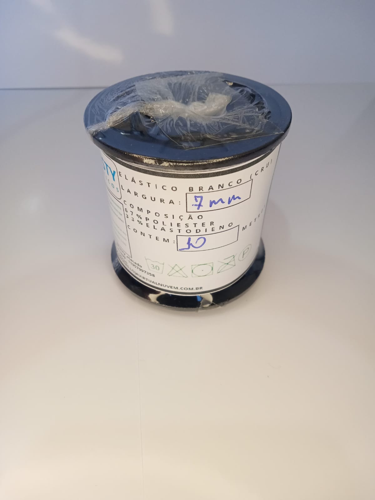 ELÁSTICO BRANCO 7mm PREMIUM TOP DE LINHA com 10 METROS